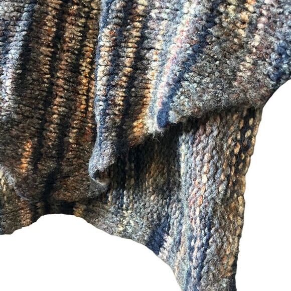 Knit‎ Sweater Oversized Tunic Top Blue Tan Striped Dolman Sleeve Pullover - Picture 3 of 5